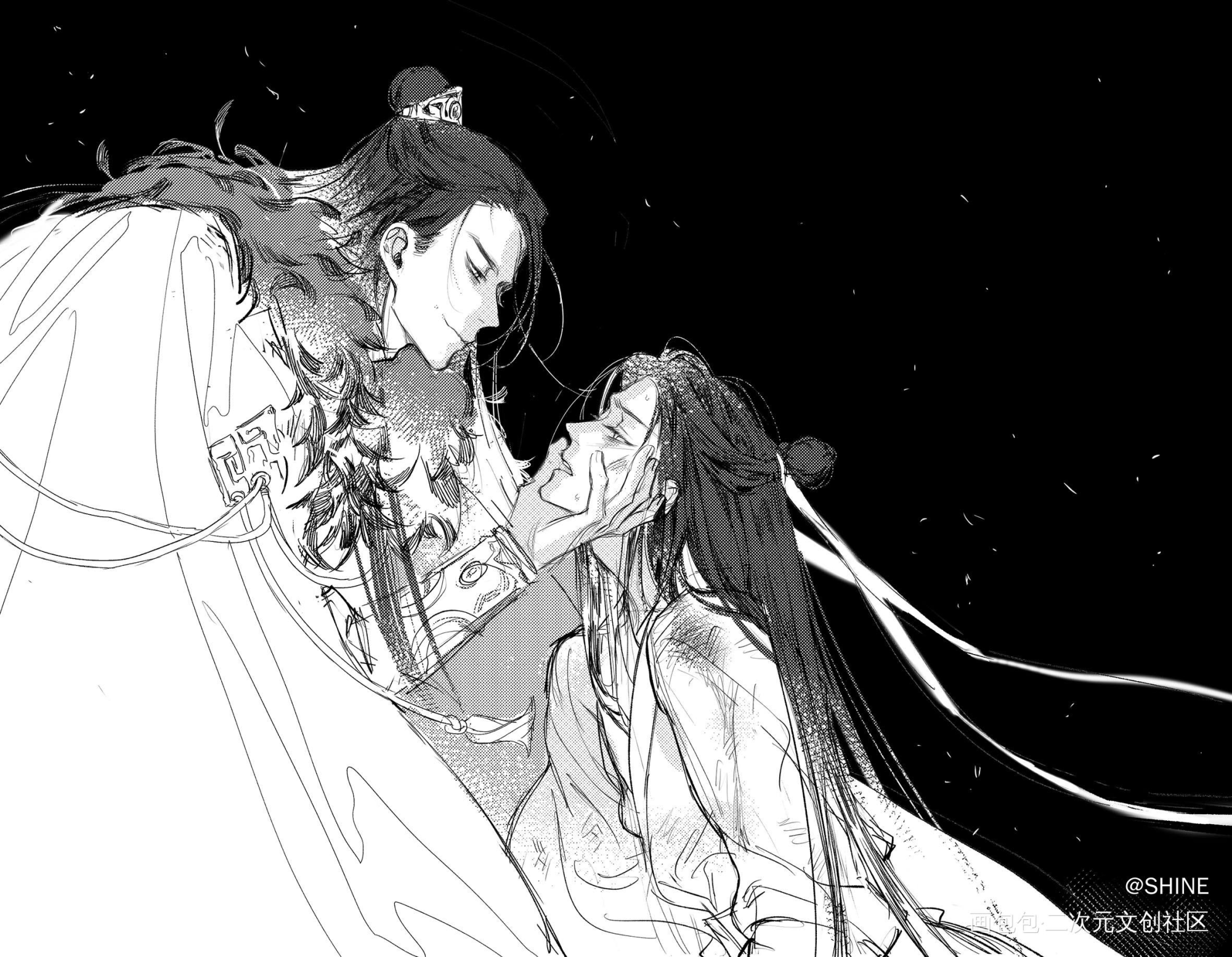 搬点老图~_二哈和他的白猫师尊墨燃楚晚宁绘画作品