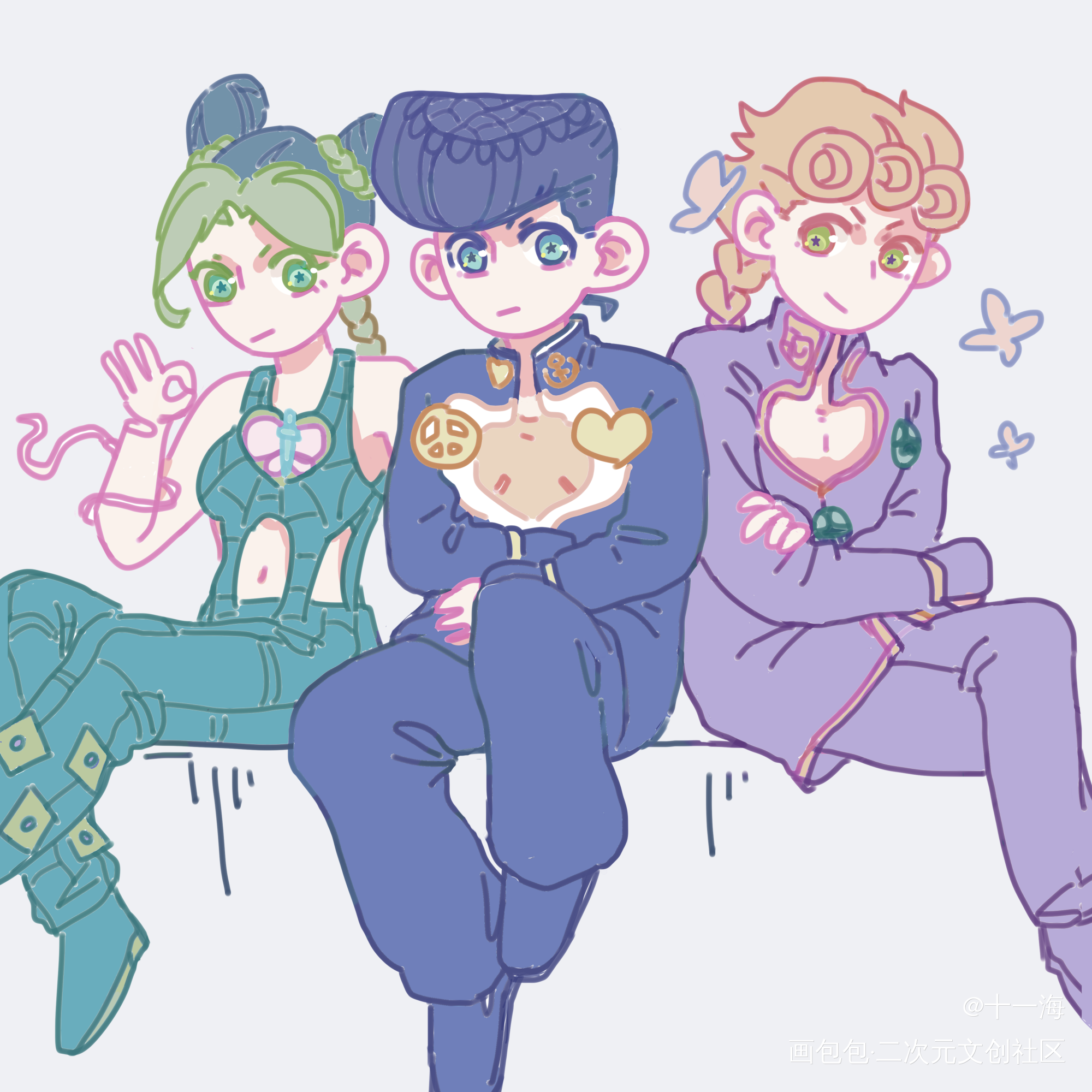 。_JOJO的奇妙冒险空条徐伦东方仗助岸边露伴乔鲁诺不灭钻石JOJOJOJO绘画作品