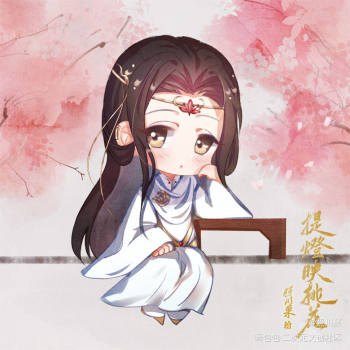 楚河_淮上提灯映桃花楚河日系q版我要上首推头像插画同人表情包绘画