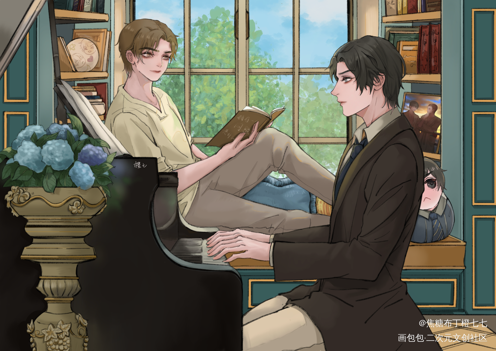 陆林的岁月静好_残次品林静恒陆必行平涂日系插画周边设计残次品广播剧绘画作品