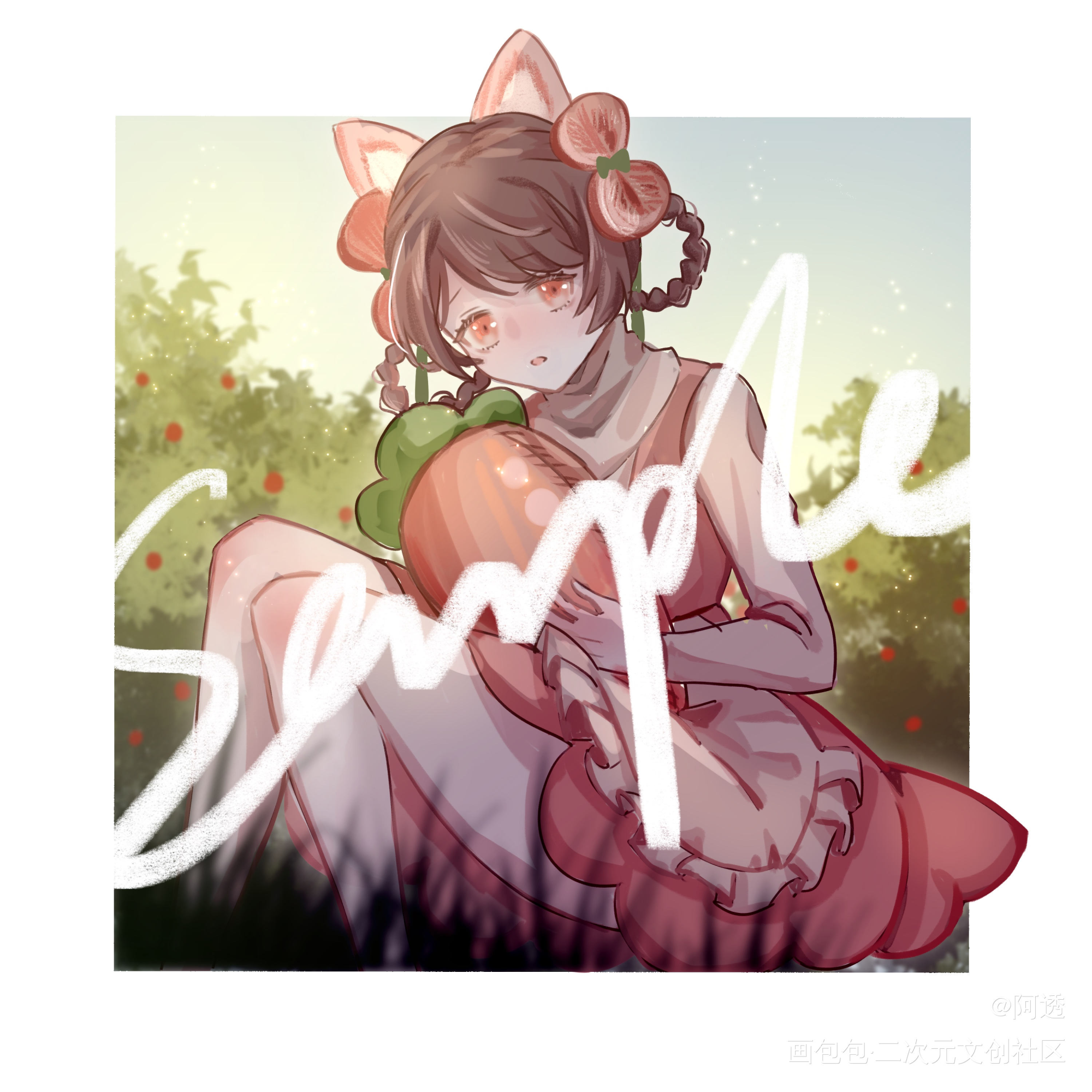 稿和无偿_平涂日系插画约稿oc绘画作品