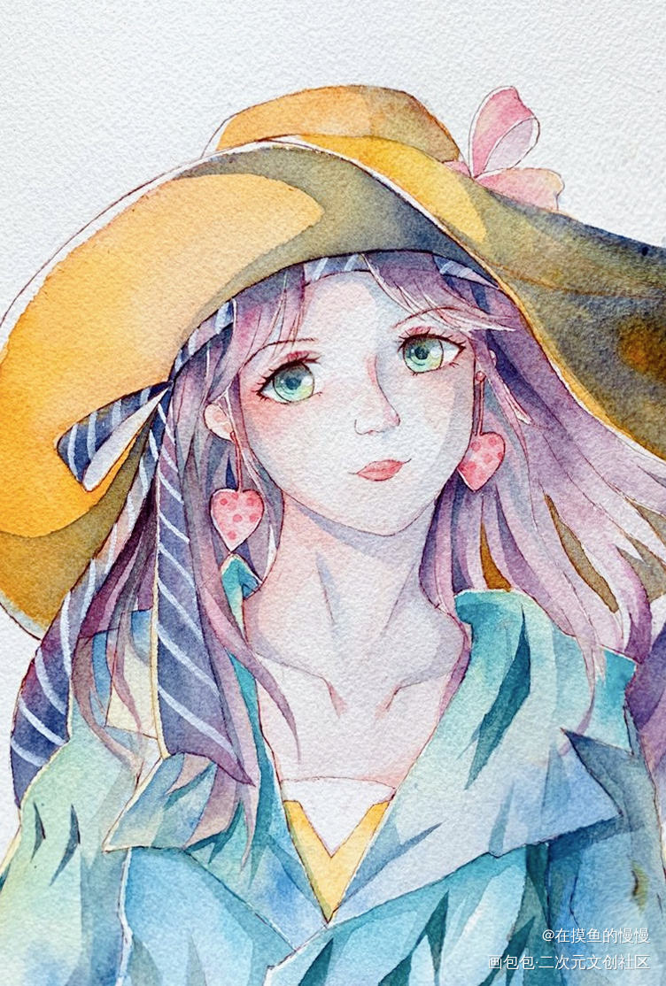 摸鱼_水彩原创绘画作品