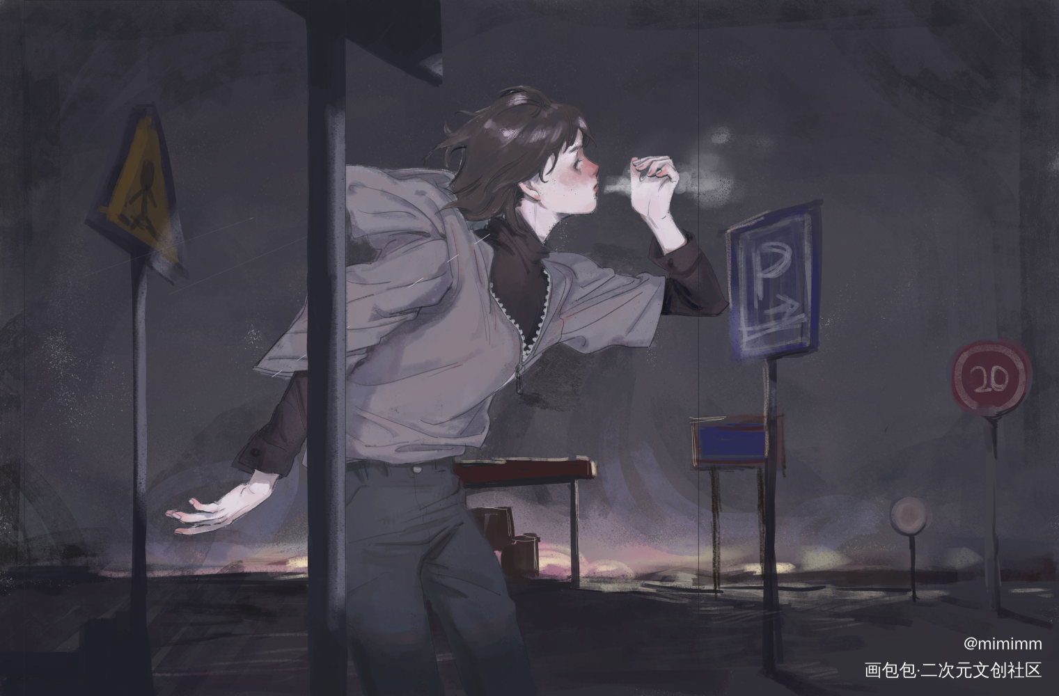 夜晚_原创设计原创人物原创绘画作品