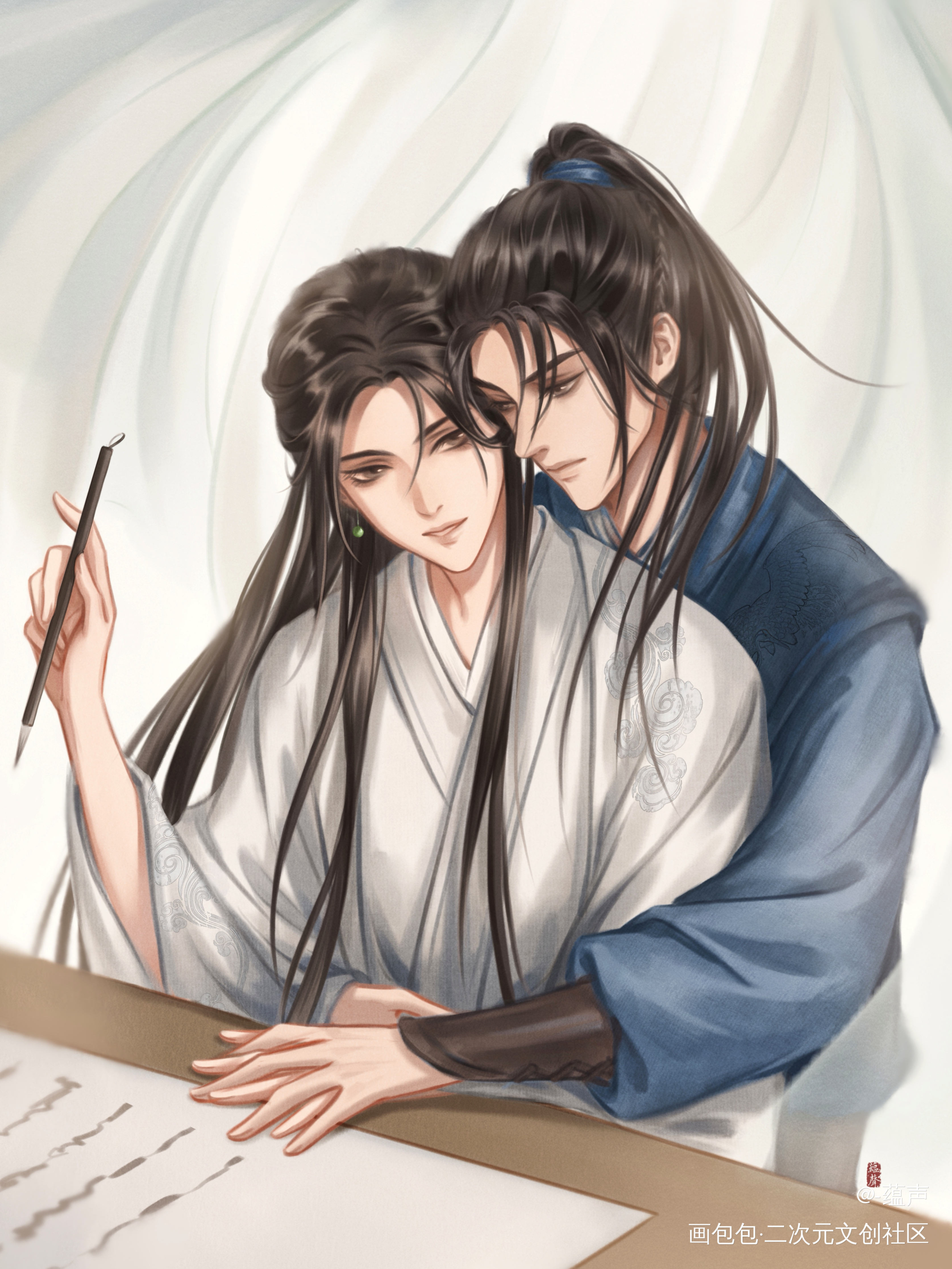 “我好爱你啊。”_将进酒沈泽川萧驰野绘画作品