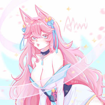 灵魂莲华阿狸_lollol英雄联盟阿狸半厚涂日系同人绘画作品