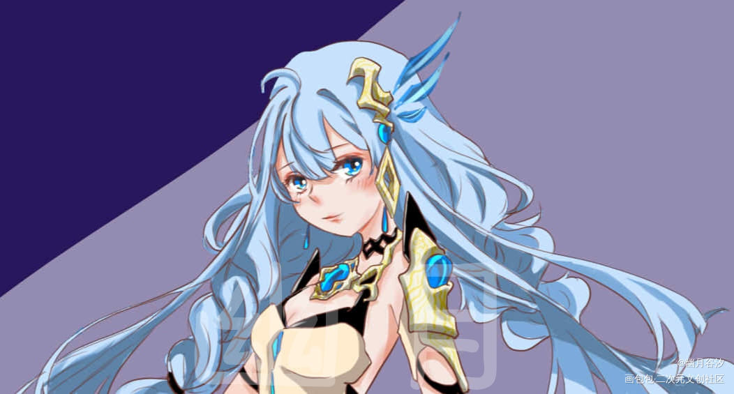 摸鱼，时隔很久的板绘，水平不行_平涂原创原创绘画作品