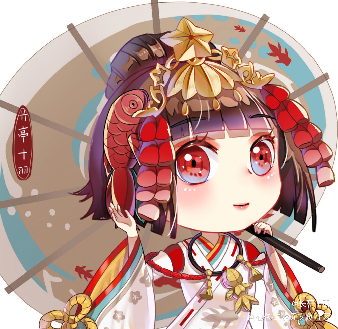 小神乐-稚子之忆_阴阳师小神乐平涂日系Q版我要上首推同人周边设计绘画作品