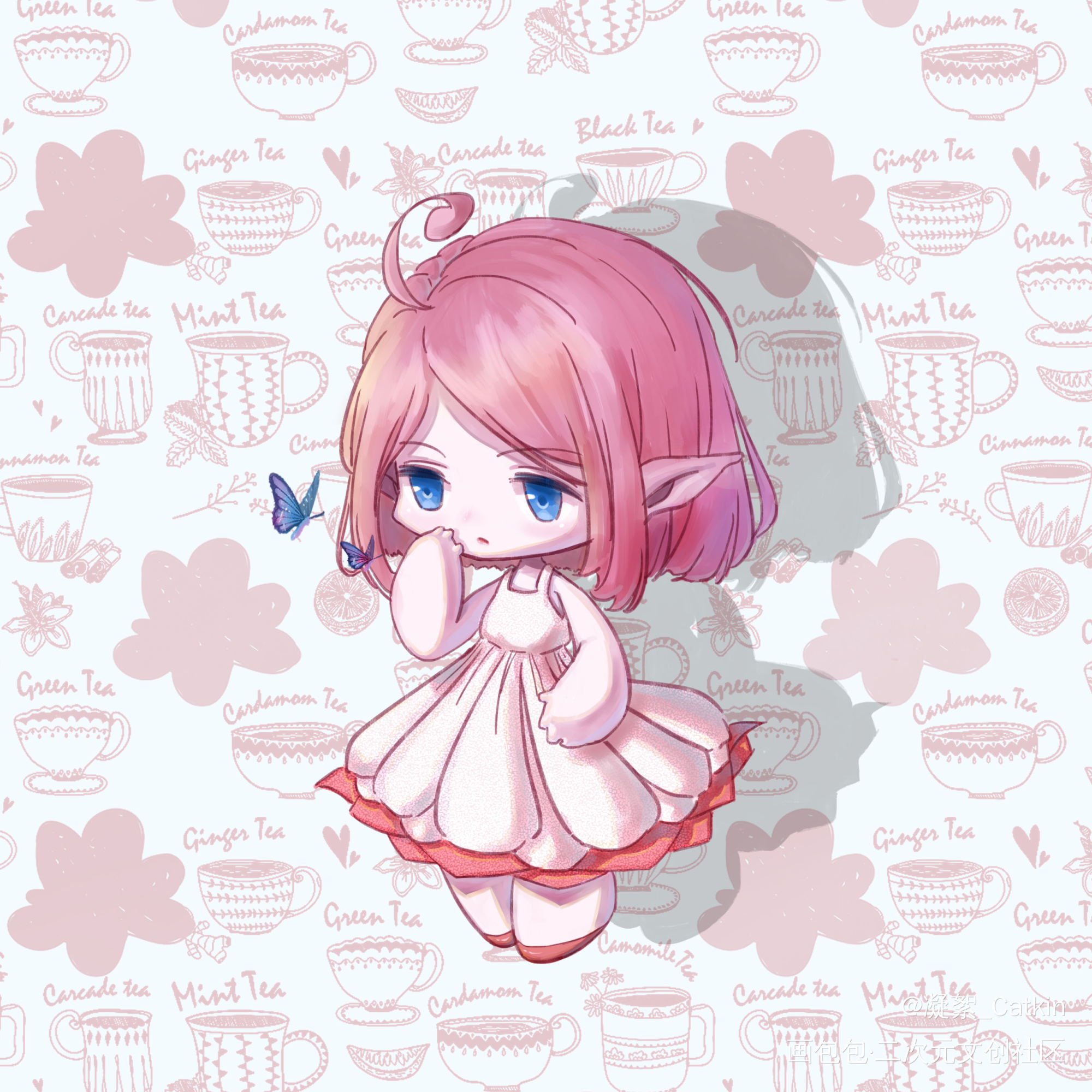 蒜蒜_苏安倪平涂日系Q版Q版头像原创oc绘画作品