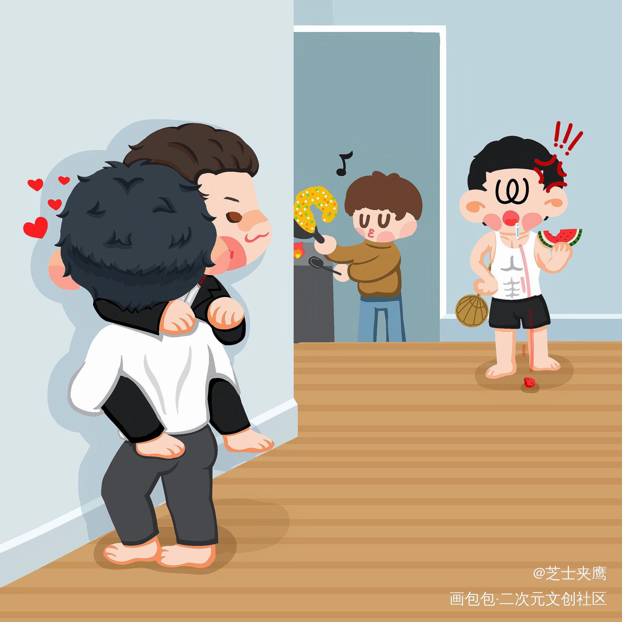 下班后去群秀家吃饭的妹叔_谁把谁当真娘娘腔188男团李程秀黎朔赵锦辛邵群Q版同人表情包绘画作品