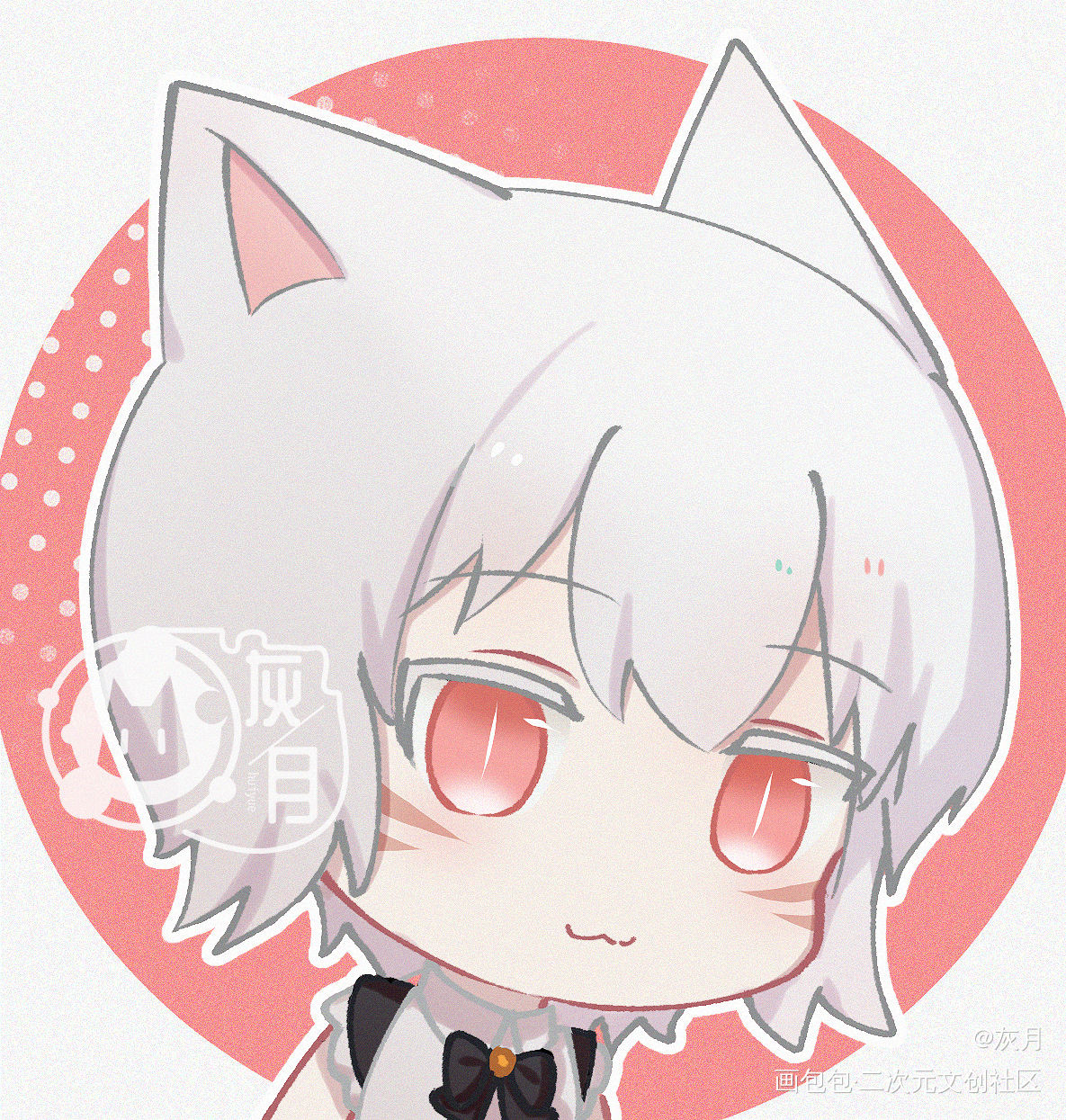猫娘情头稿_最终幻想14平涂日系Q版头像oc绘画作品