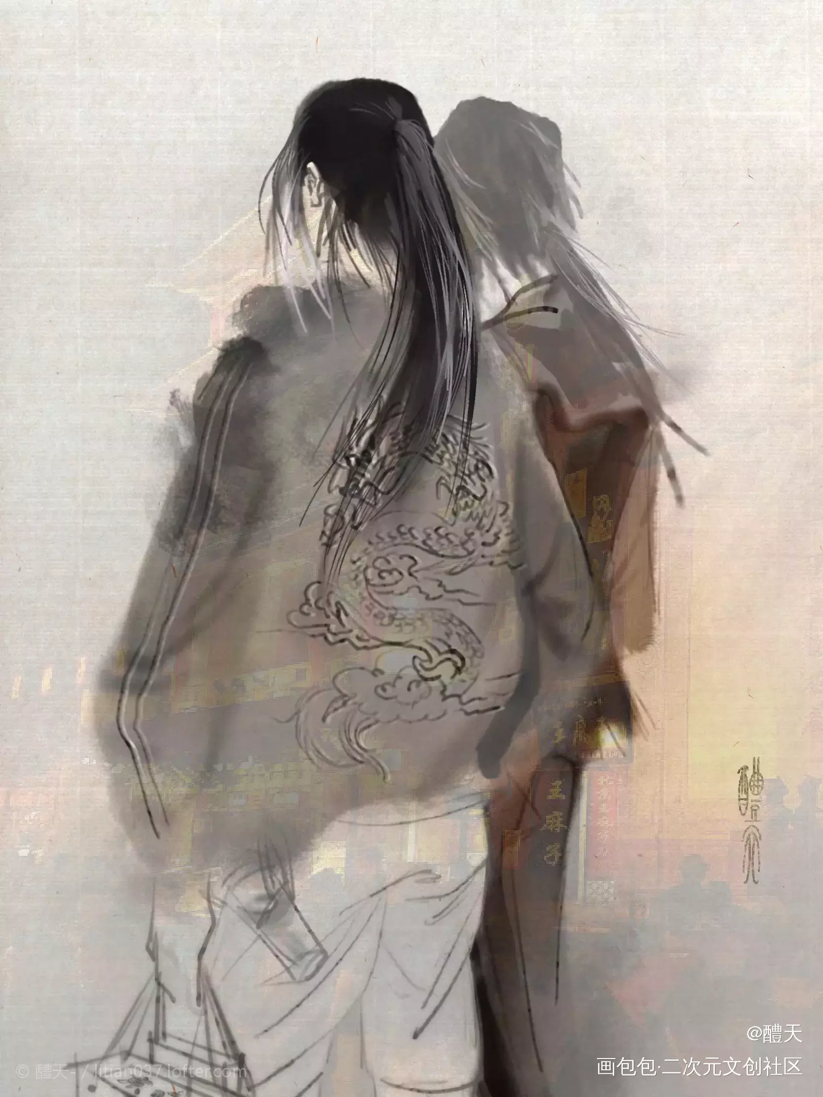 快乐逛街！_一人之下诸葛青王也水墨平涂求点评求配文我要上首推插画同人绘画作品