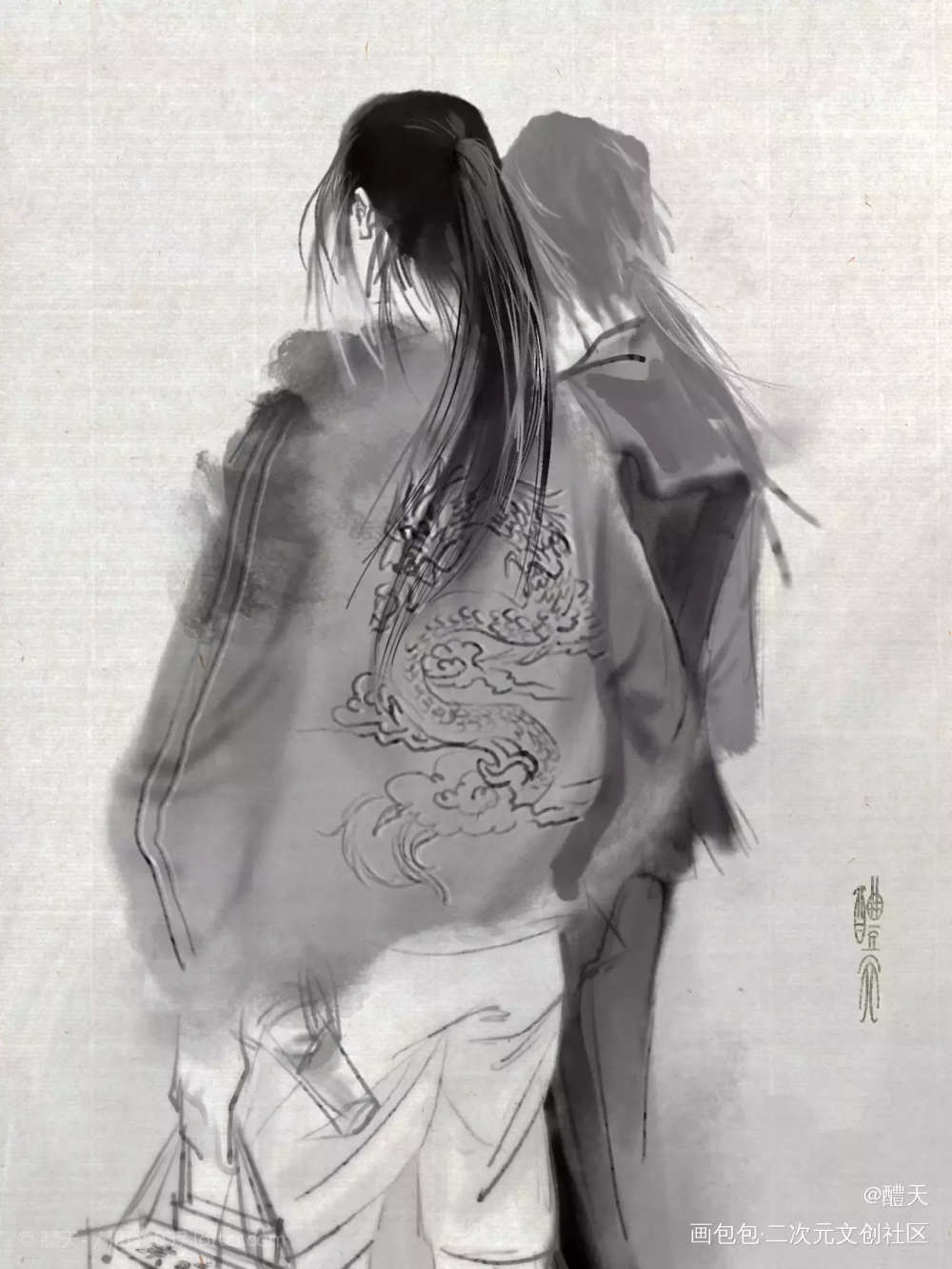 快乐逛街！_一人之下诸葛青王也水墨平涂求点评求配文我要上首推插画同人绘画作品