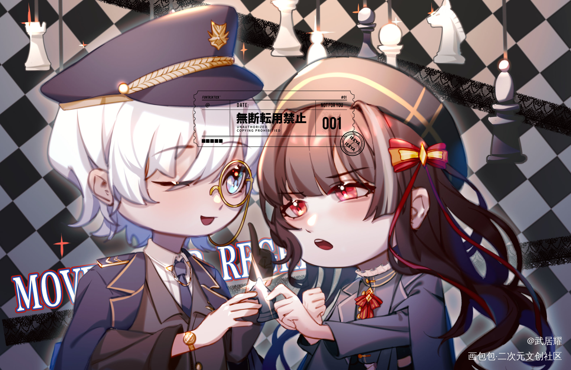 落子无悔_日系Q版我要上首推插画付费委托约稿绘画作品