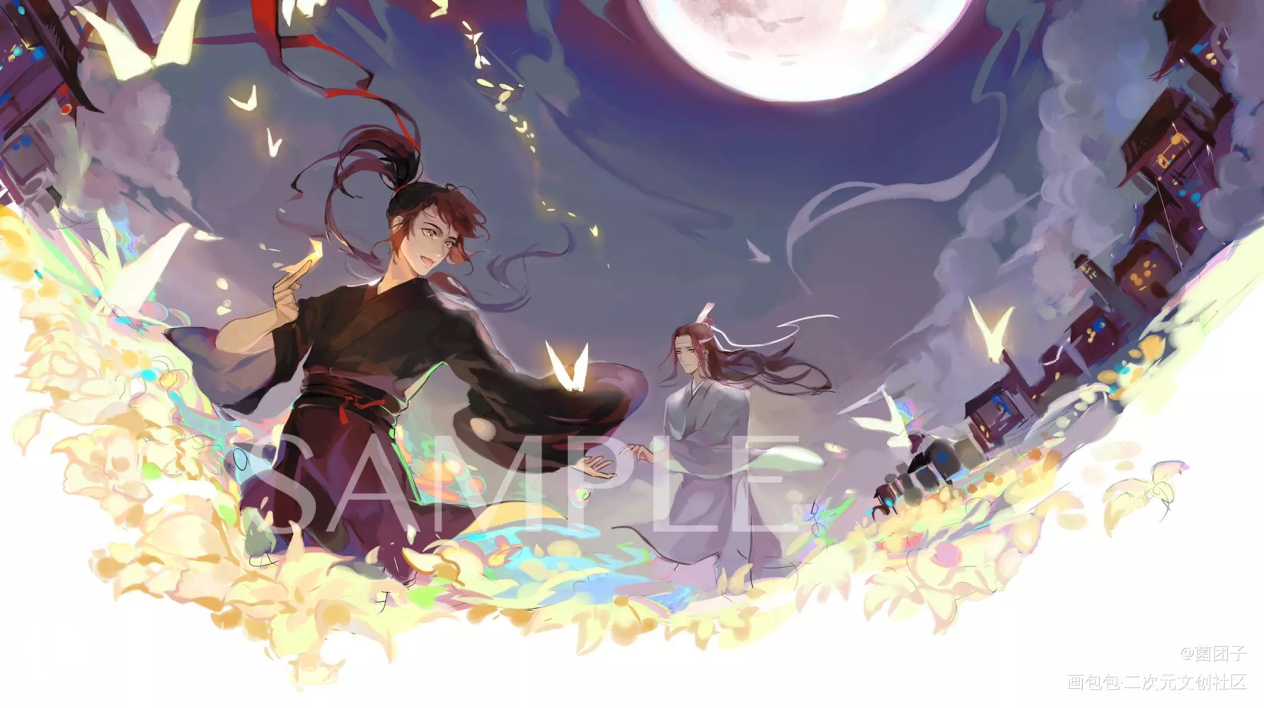 之前的魔道_魔道祖师蓝忘机魏无羡厚涂日系绘画作品