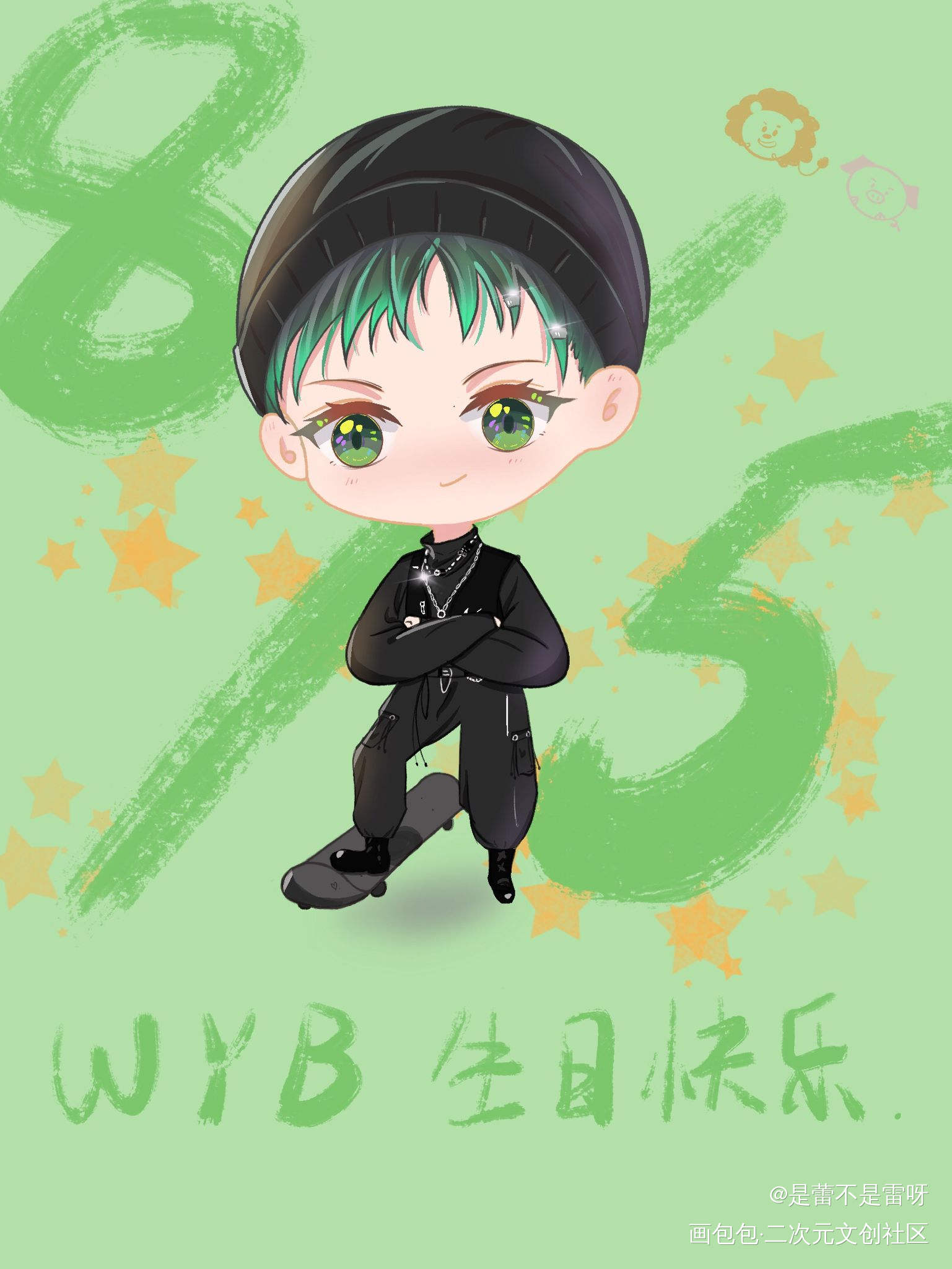 酷盖_平涂Q版头像王一博原创绘画作品