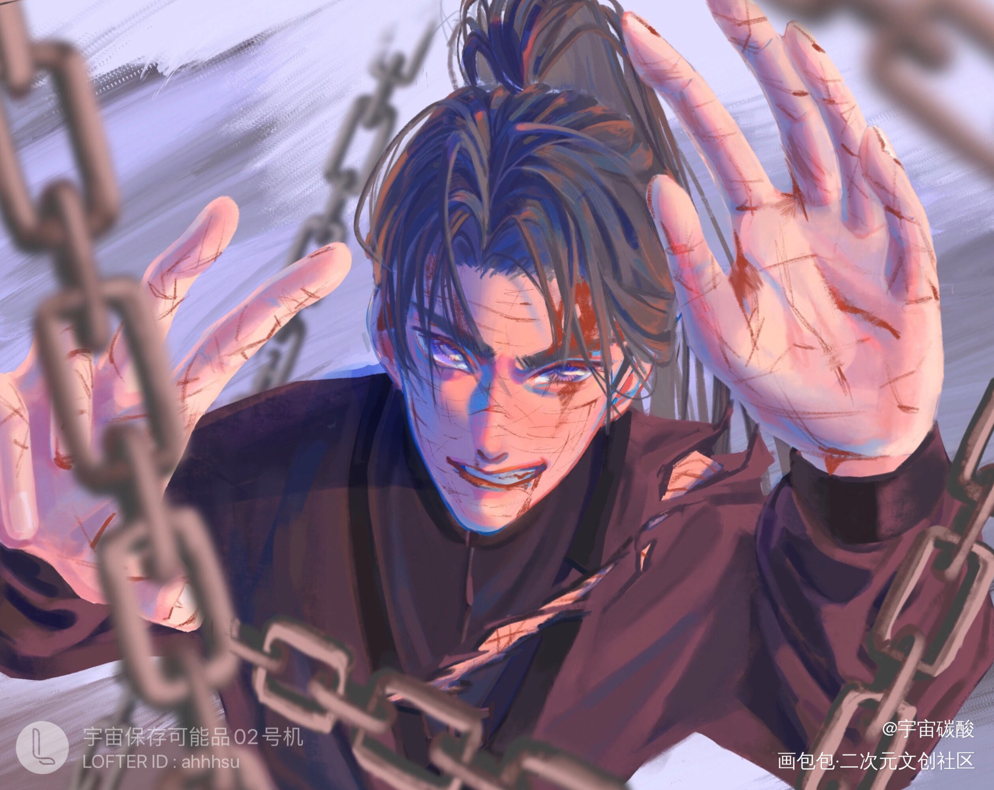 【二哈】时空生死门_二哈和他的白猫师尊墨燃厚涂插画绘画作品