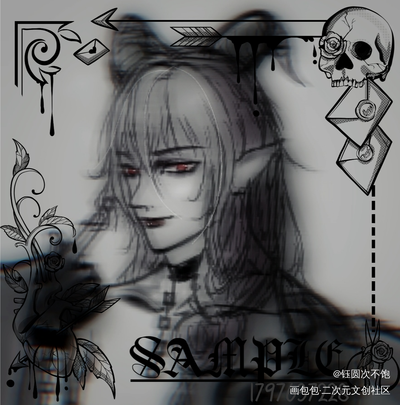 摸鱼头头_平涂日系头像同人原创oc绘画作品