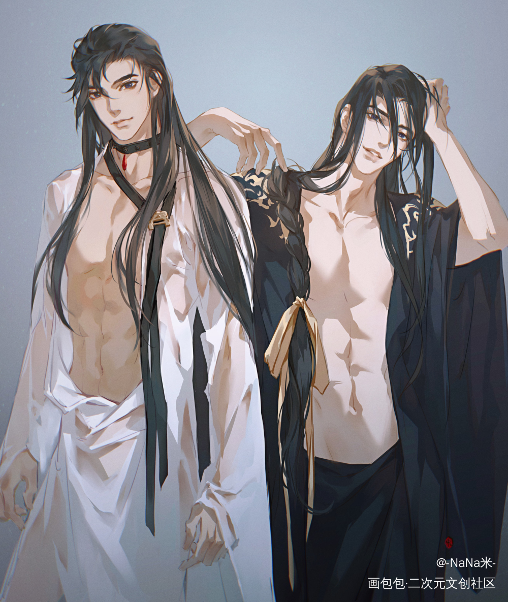 (｡•ﻌ•｡)_二哈和他的白猫师尊绘画作品