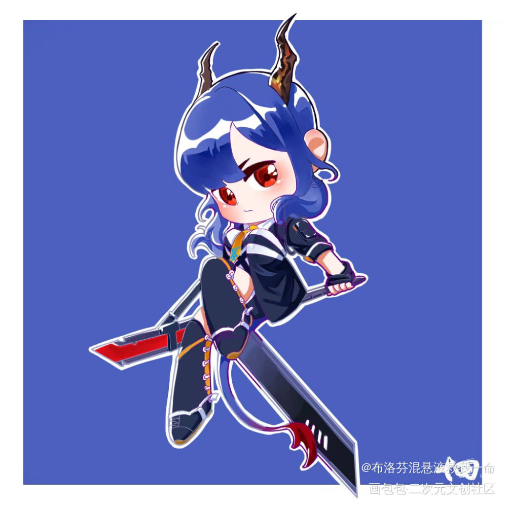 堆堆_明日方舟伊芙丽特天火陈梅蓝毒平涂日系Q版同人绘画作品