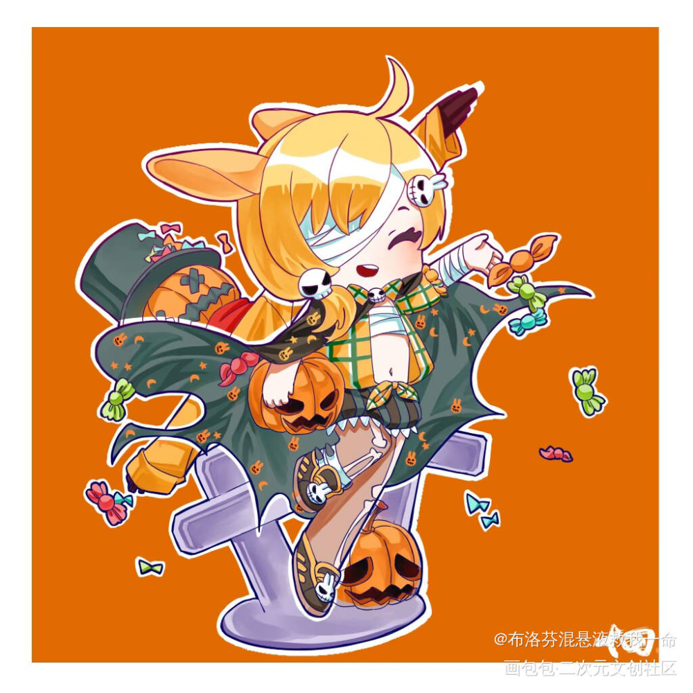 堆堆_明日方舟伊芙丽特天火陈梅蓝毒平涂日系Q版同人绘画作品