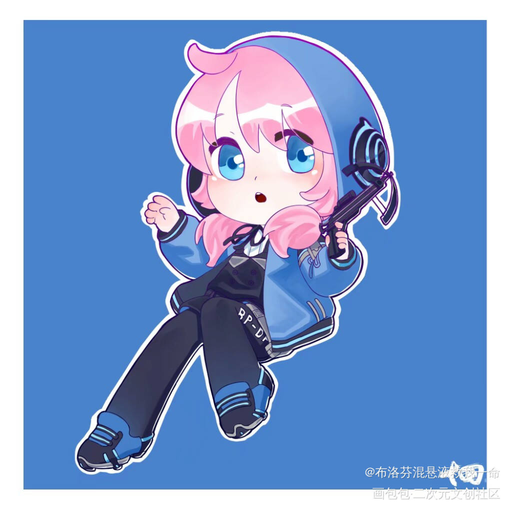 堆堆_明日方舟伊芙丽特天火陈梅蓝毒平涂日系q版同人绘画作品