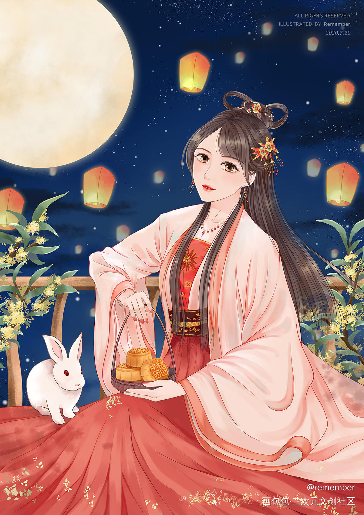 中秋贺图_厚涂平涂日系求点评求配文我要上首推插画原创绘画作品
