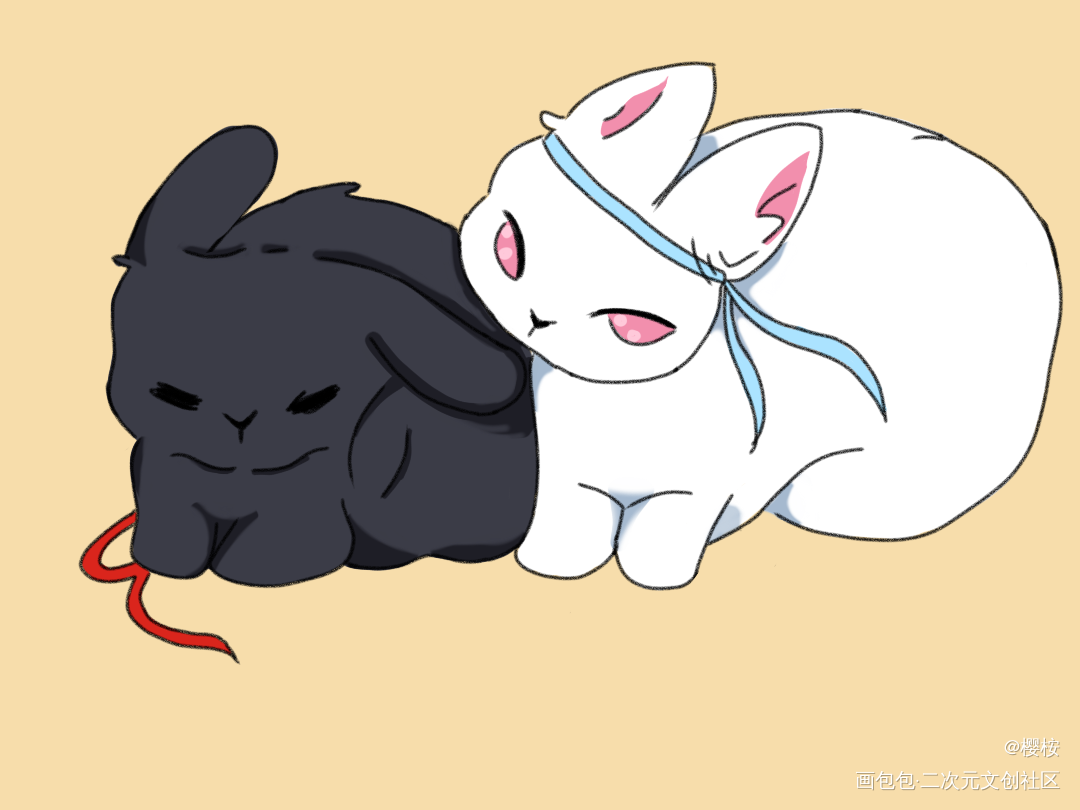 蓝二哥哥和羡羡的小兔叽～_魔道祖师魏无羡蓝忘机Q版同人原创绘画作品