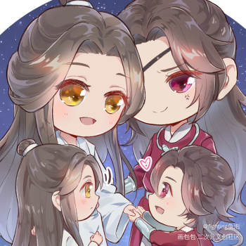 银蝶架桥来相会_天官赐福若邪厄命谢怜花城日系q版插画同人绘画作品