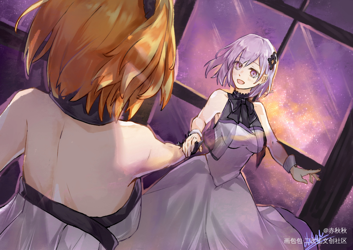 摸摸可爱茄子_FGO藤丸立香咕哒子玛修平涂日系插画同人fgo手游绘画作品