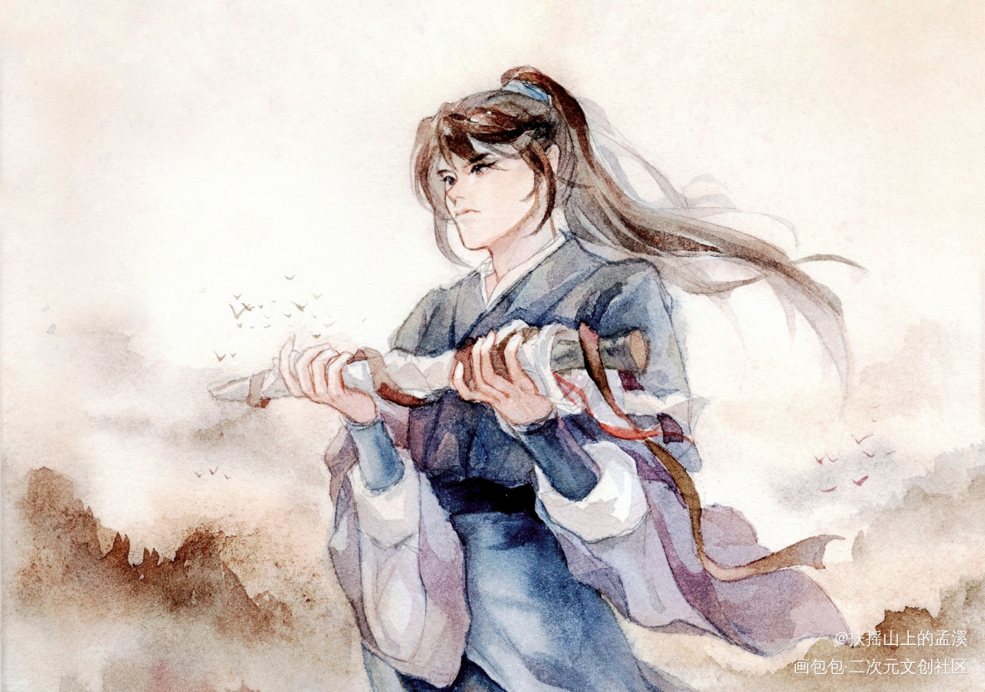 一个小潜_六爻程潜水彩同人priest绘画作品