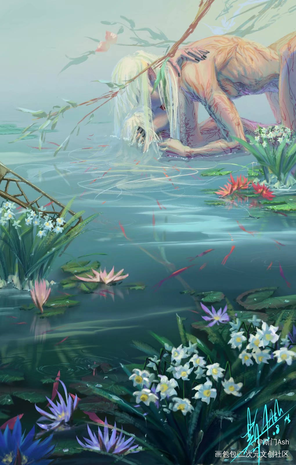 水仙flowe_厚涂Asher原创oc绘画作品