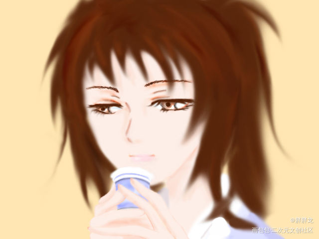 喝茶_厚涂插画原创oc绘画作品