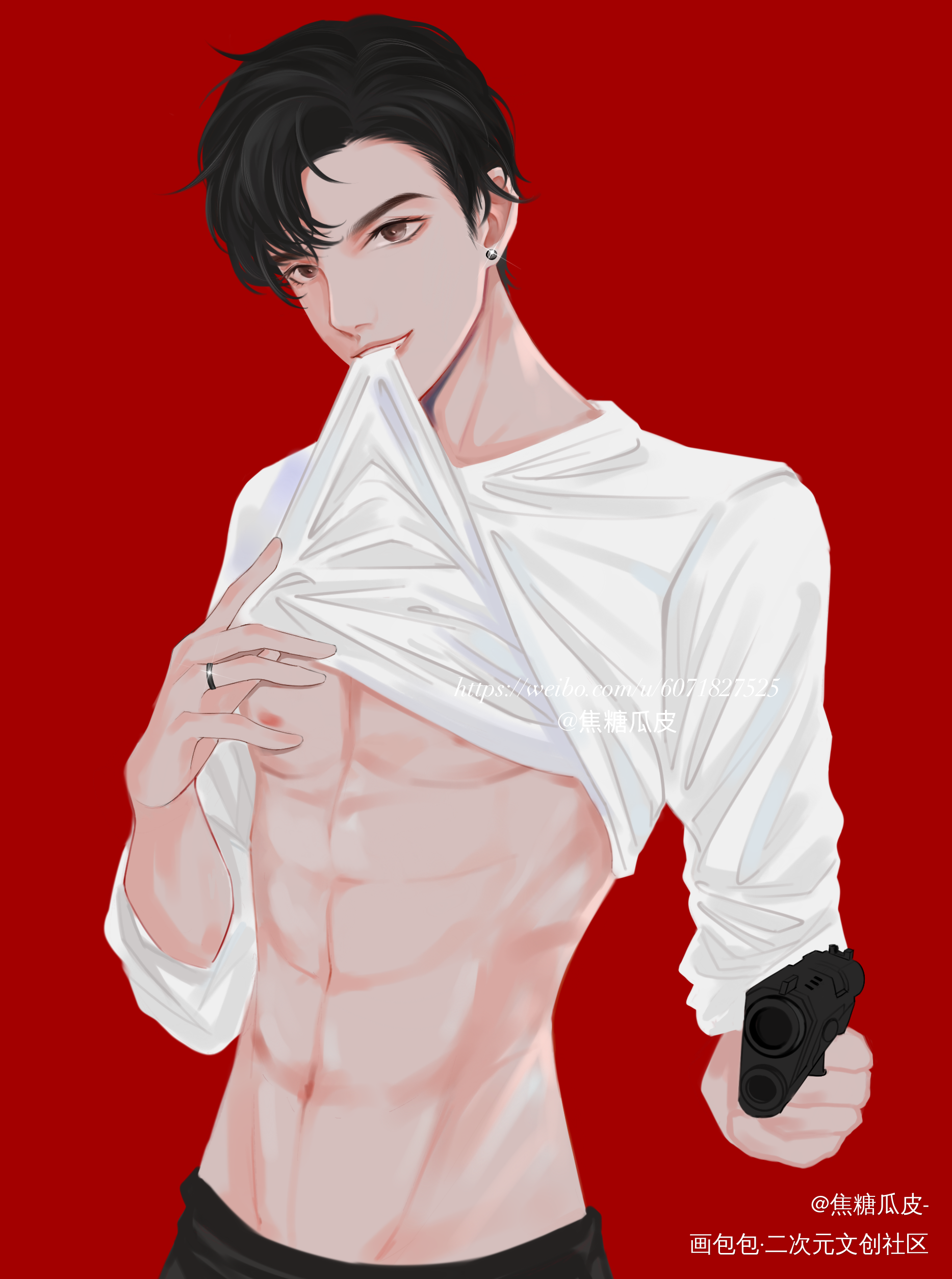 简哥_你却爱着一个傻逼188男团简隋英厚涂插画原创绘画作品