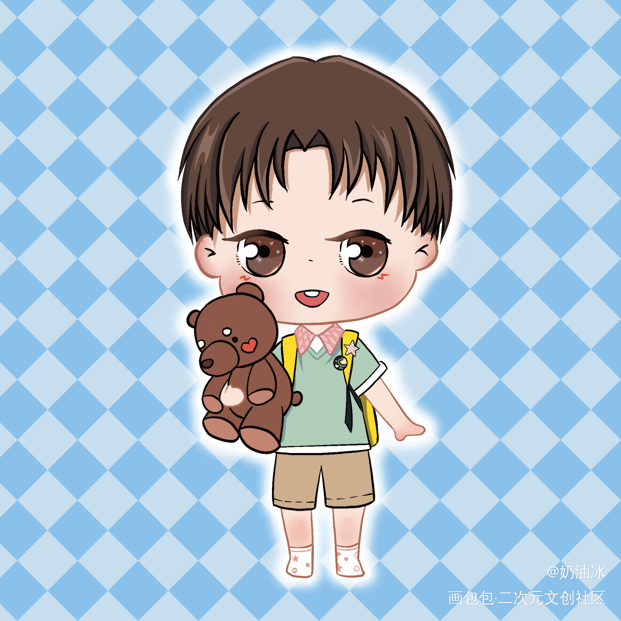 洛温的单人～_188男团洛羿温小辉Q版头像绘画作品
