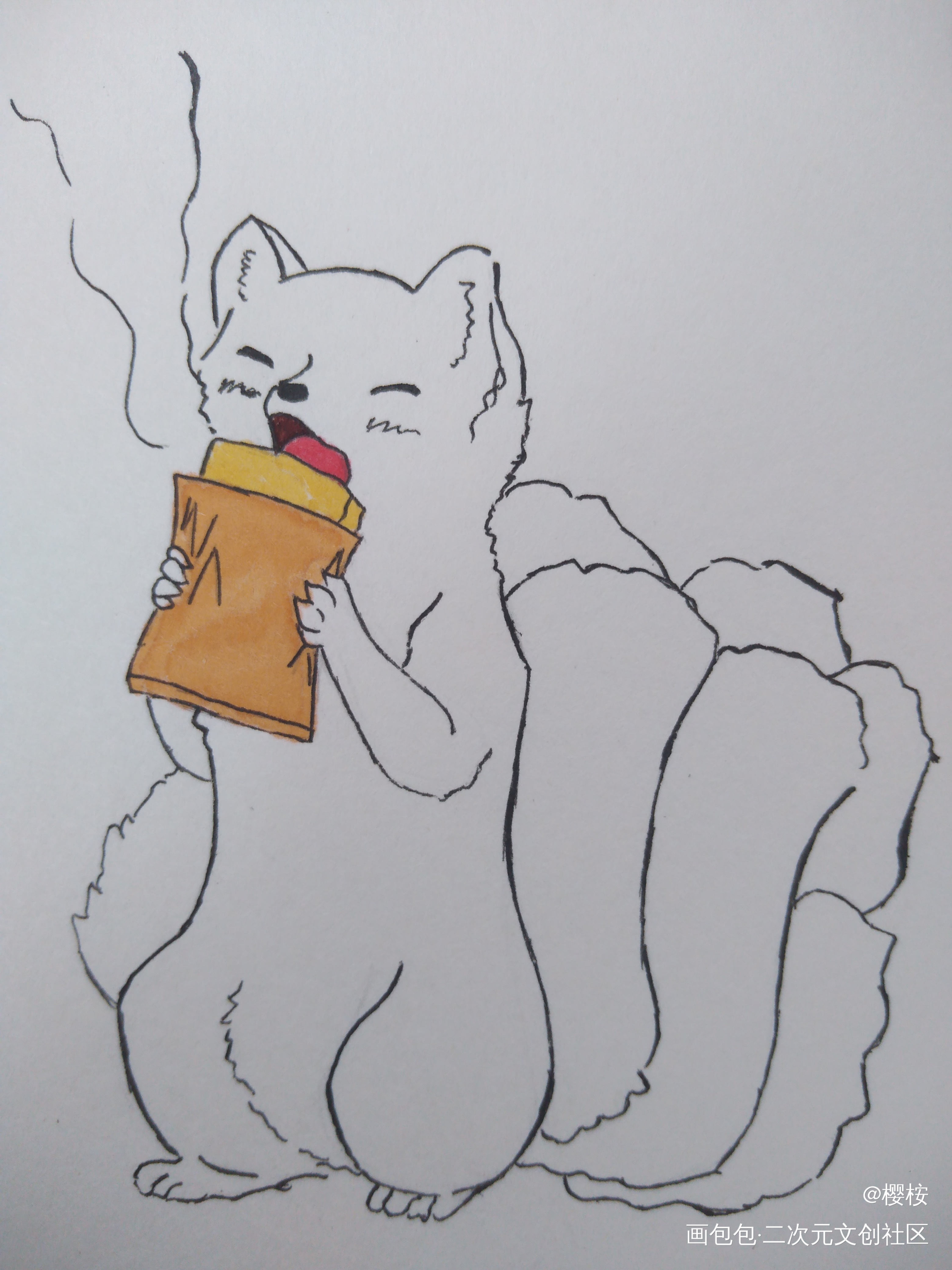 小白狐九月～_非人哉九月线稿同人绘画作品