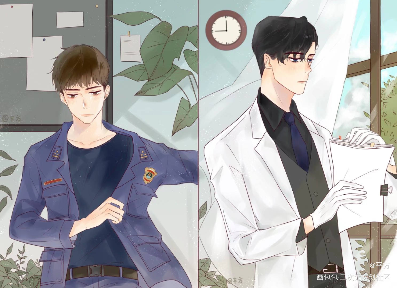 宫任夫夫上班日常_188男团宫任插画同人绘画作品