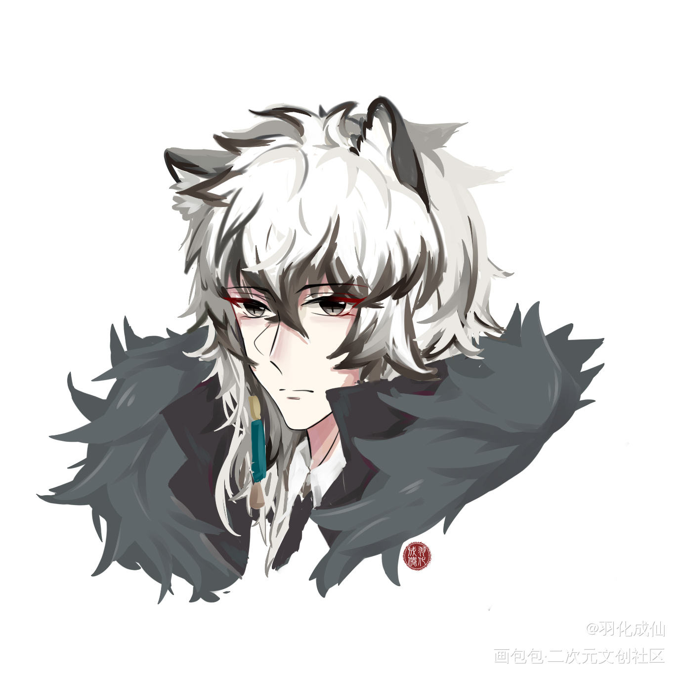 猫猫！_明日方舟银灰伪厚涂厚涂头像同人绘画作品