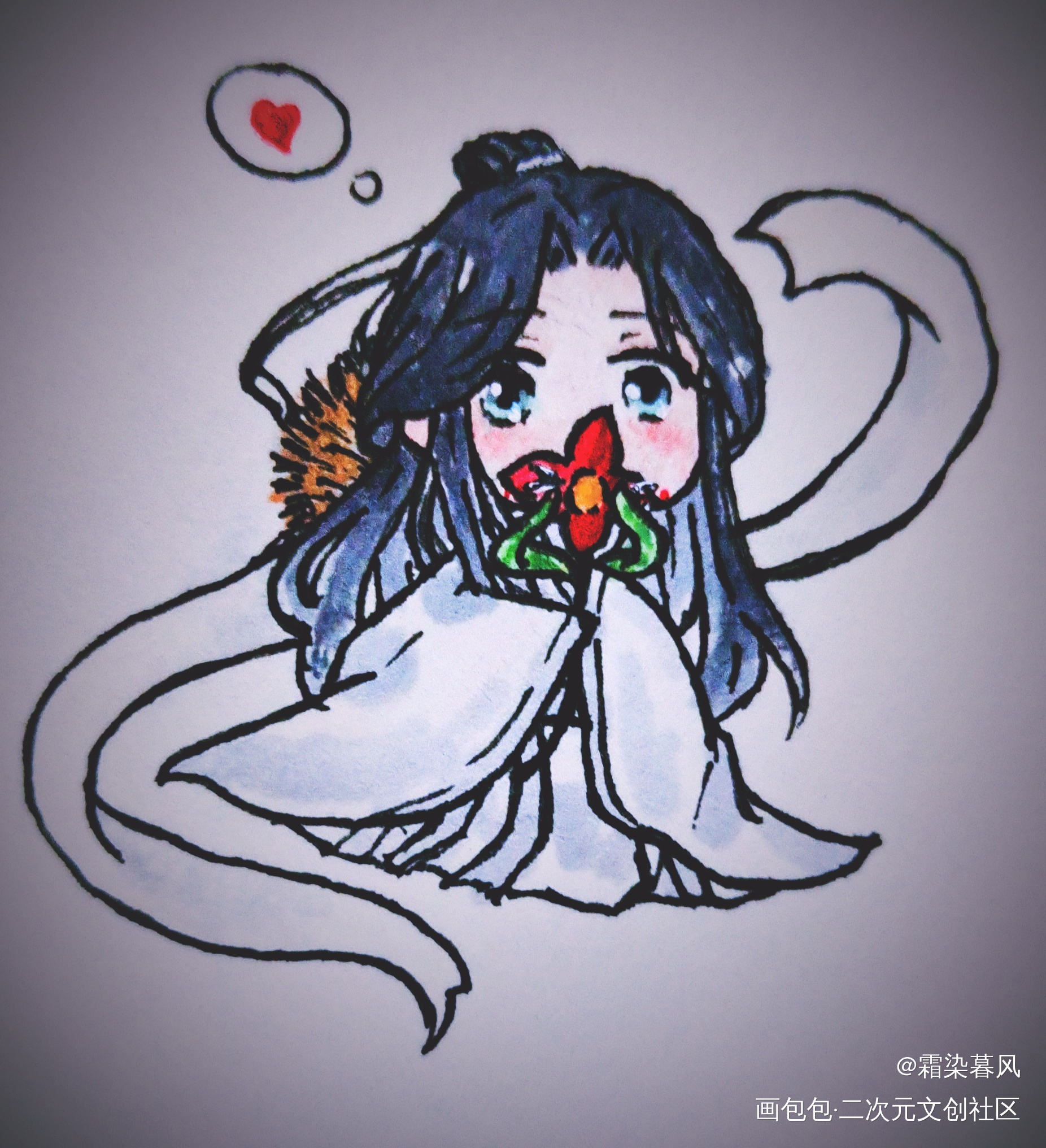 怜怜与小花_天官赐福谢怜Q版绘画作品