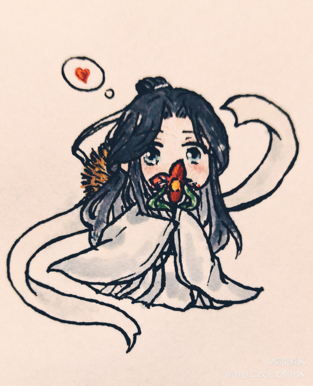 怜怜与小花_天官赐福谢怜Q版绘画作品
