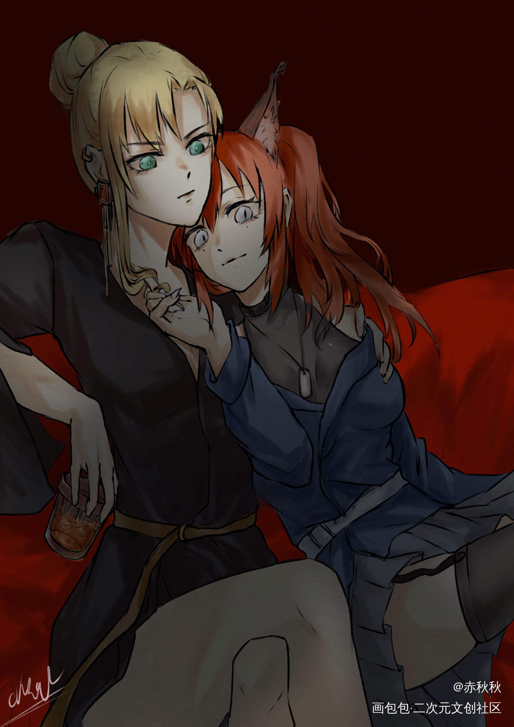 摸鱼画画oc_平涂日系插画原创oc绘画作品