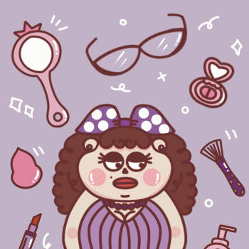 快乐富婆_涂鸦平涂q版求点评求配文插画周边设计ipad画画原创绘画作品