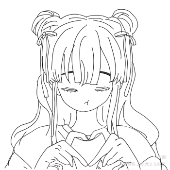 傲娇少女(线稿)_摸鱼画少女表情包绘画作品