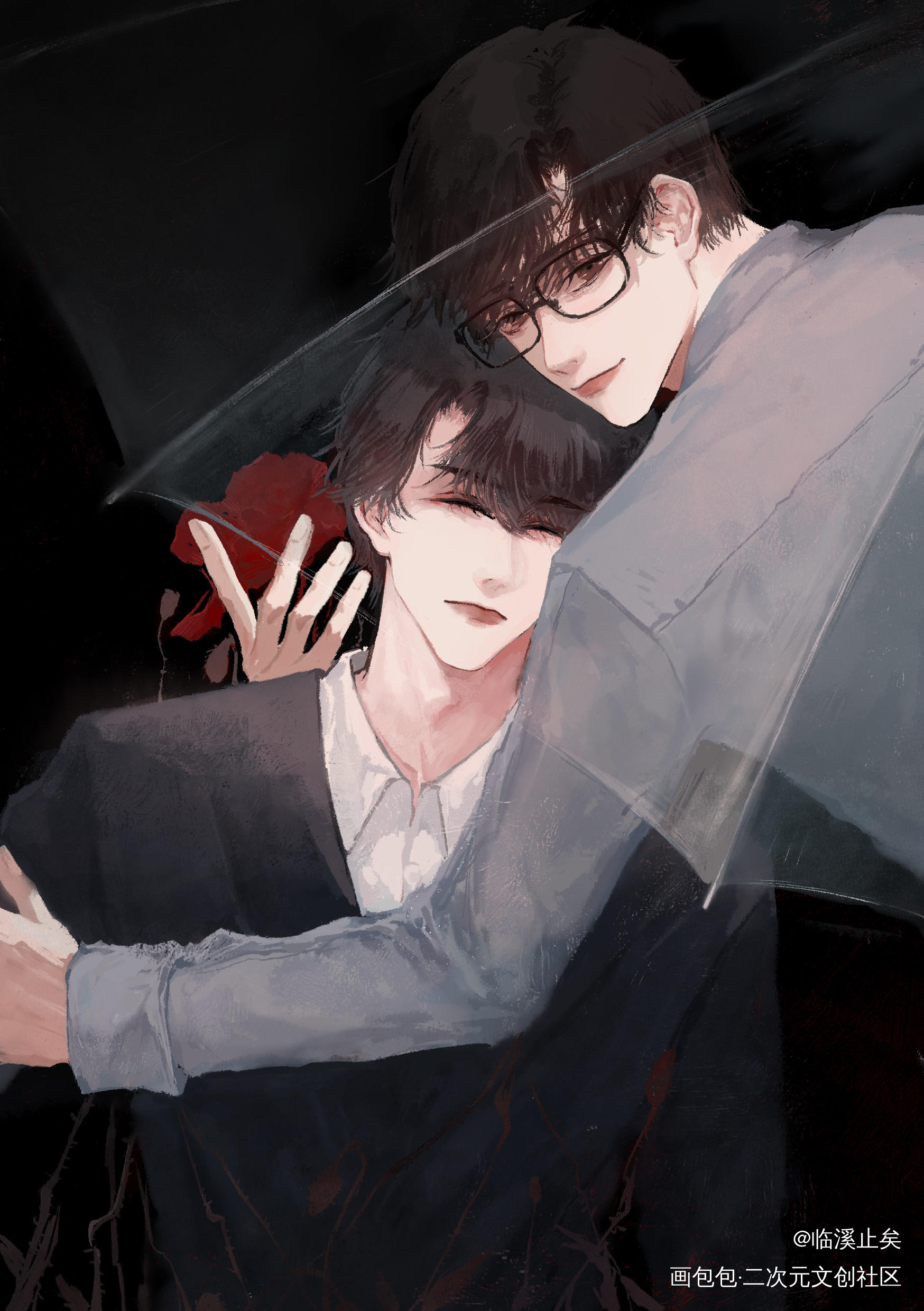 晏周_职业替身188男团晏周周翔晏明修平涂插画同人绘画作品