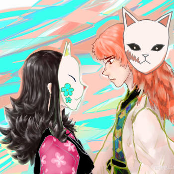 兔真_鬼灭之刃真菰锖兔錆兔绘画作品