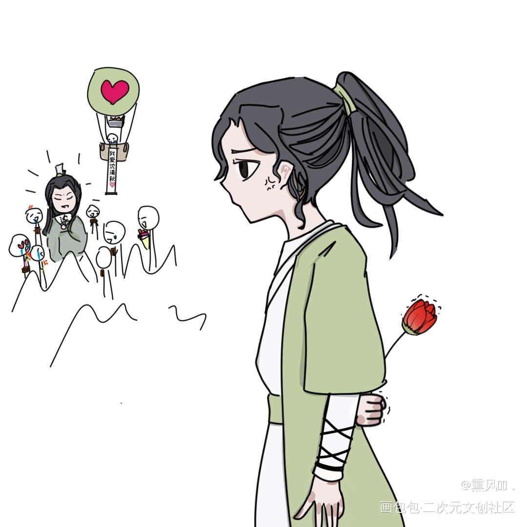 七夕快乐(๑˙❥˙๑)_人渣反派自救系统沈清秋洛冰河平涂同人绘画作品