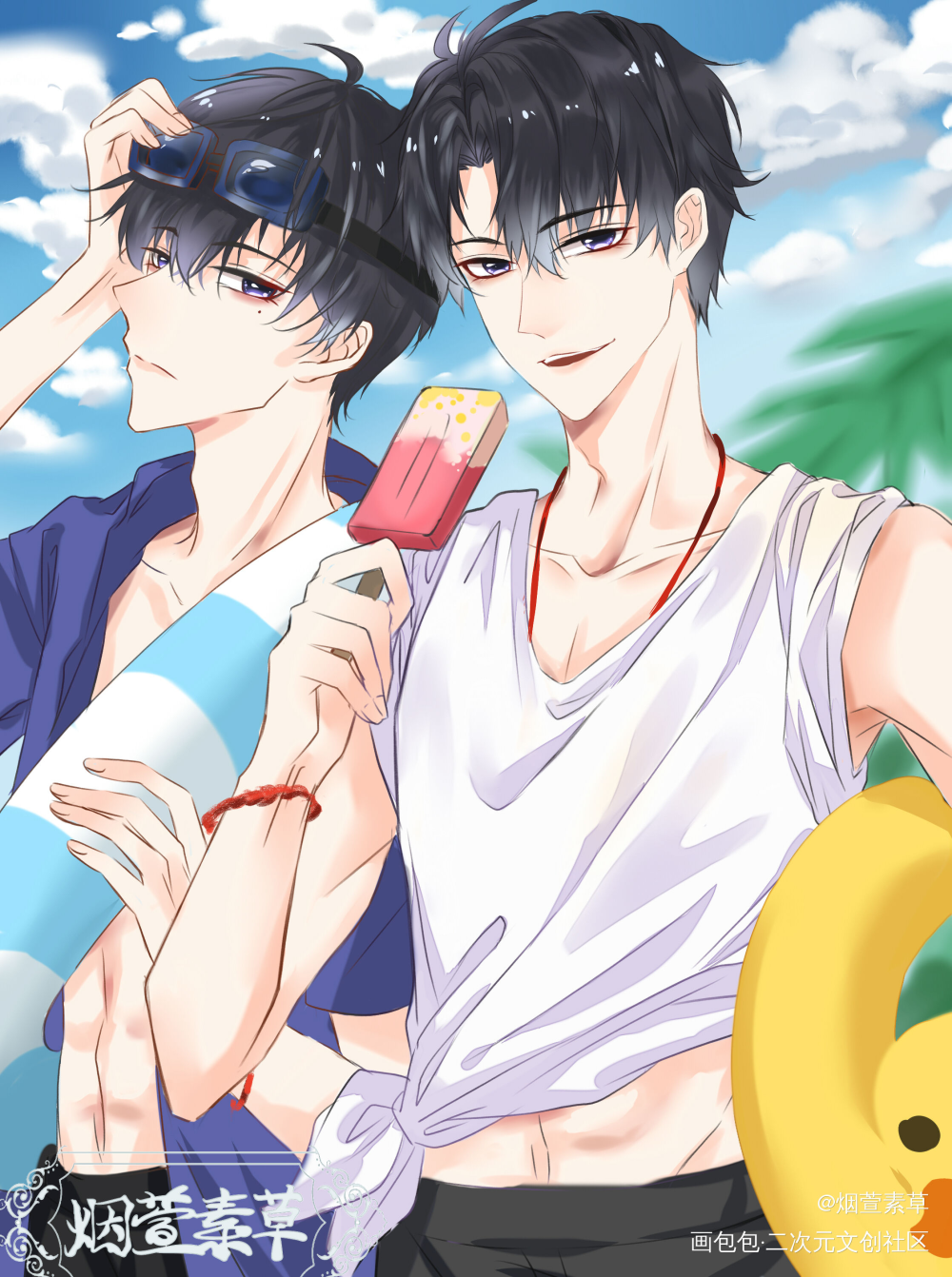 完了,来晚了的七夕图_伪装学渣朝俞谢俞贺朝平涂求点评我要上首推插画