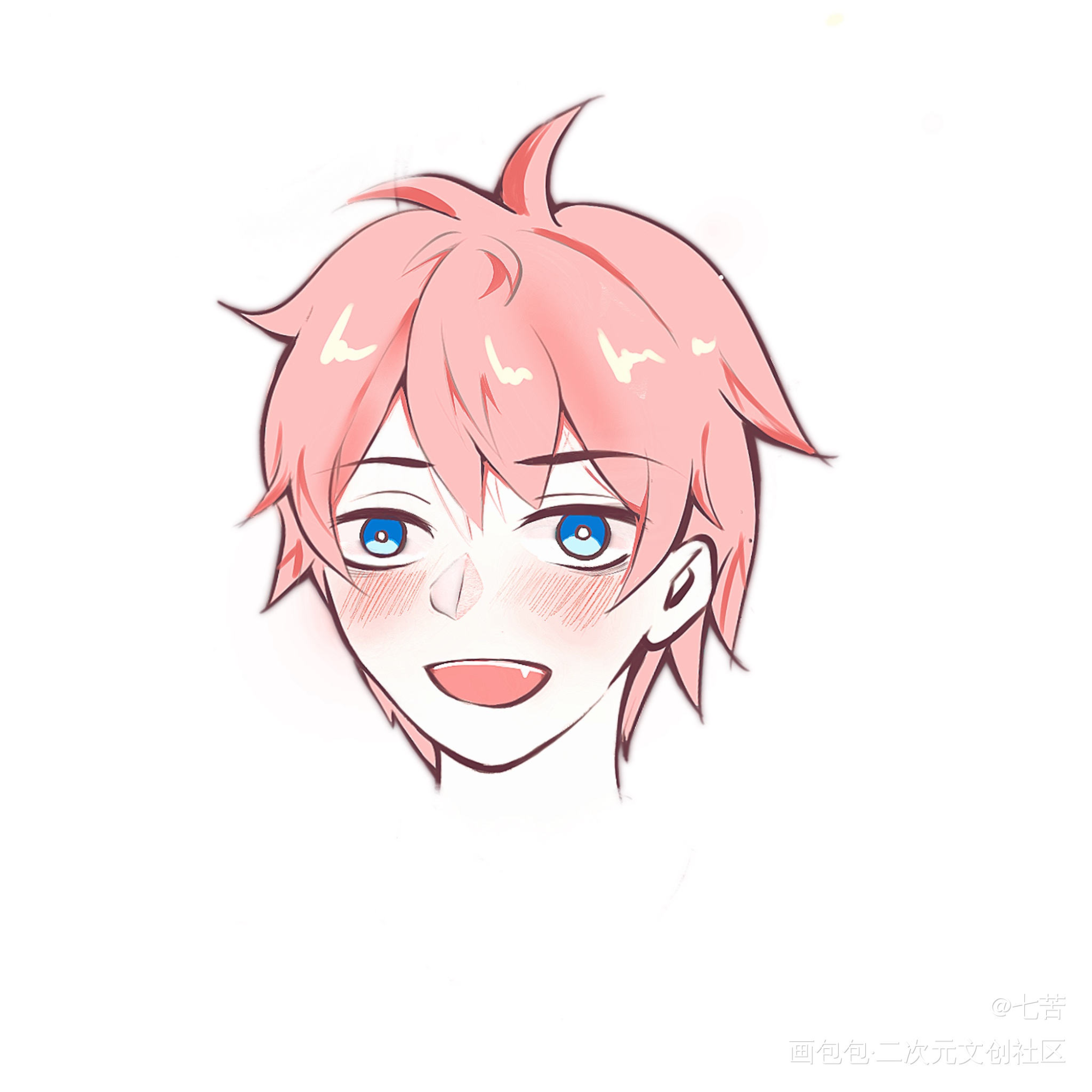 啊随手摸一个_平涂日系头像插画条漫原创原创oc绘画作品