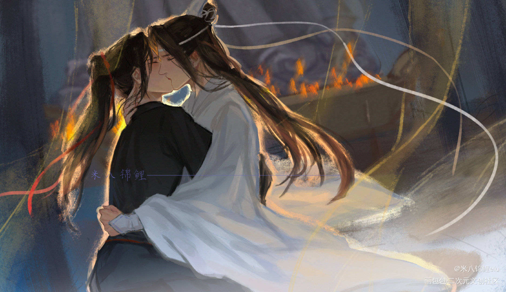 忘羡观音庙表白_魔道祖师蓝忘机，魏无羡蓝忘机魏无羡魏无羡蓝忘机我要上首推插画同人绘画作品