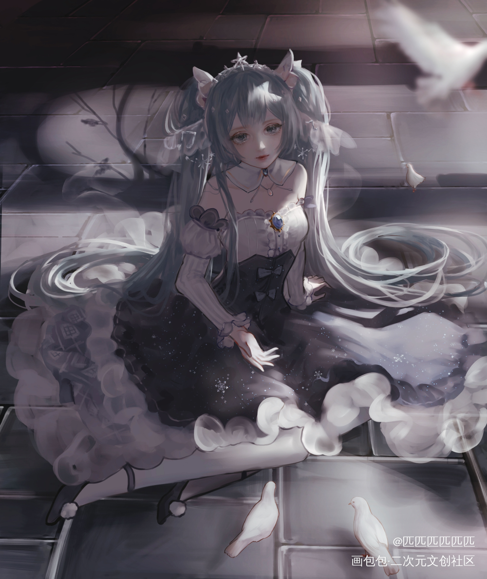 初音未来_初音未来初音未来厚涂插画同人绘画作品