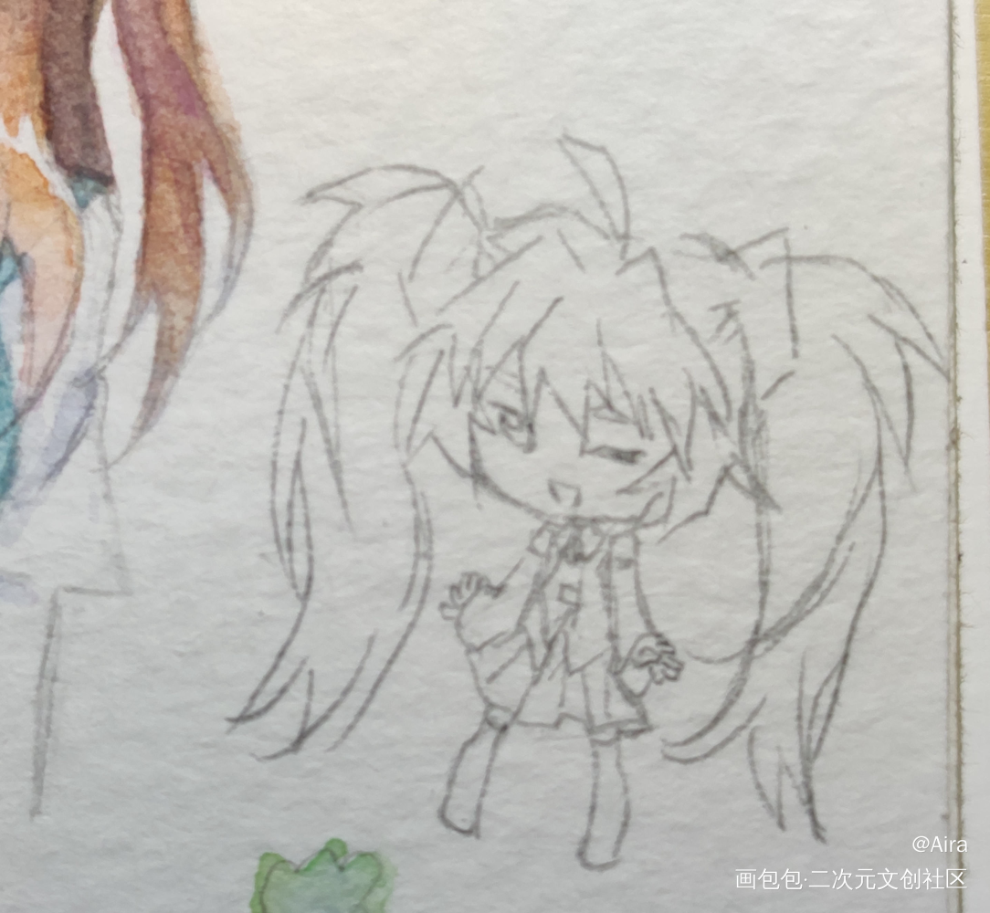 今天画的_EVAmiku明日香初音未来平涂日系Q版同人原创原创绘画作品